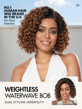 LUVME HAIR Water Wave Pixie Cut Wig side view showing curls