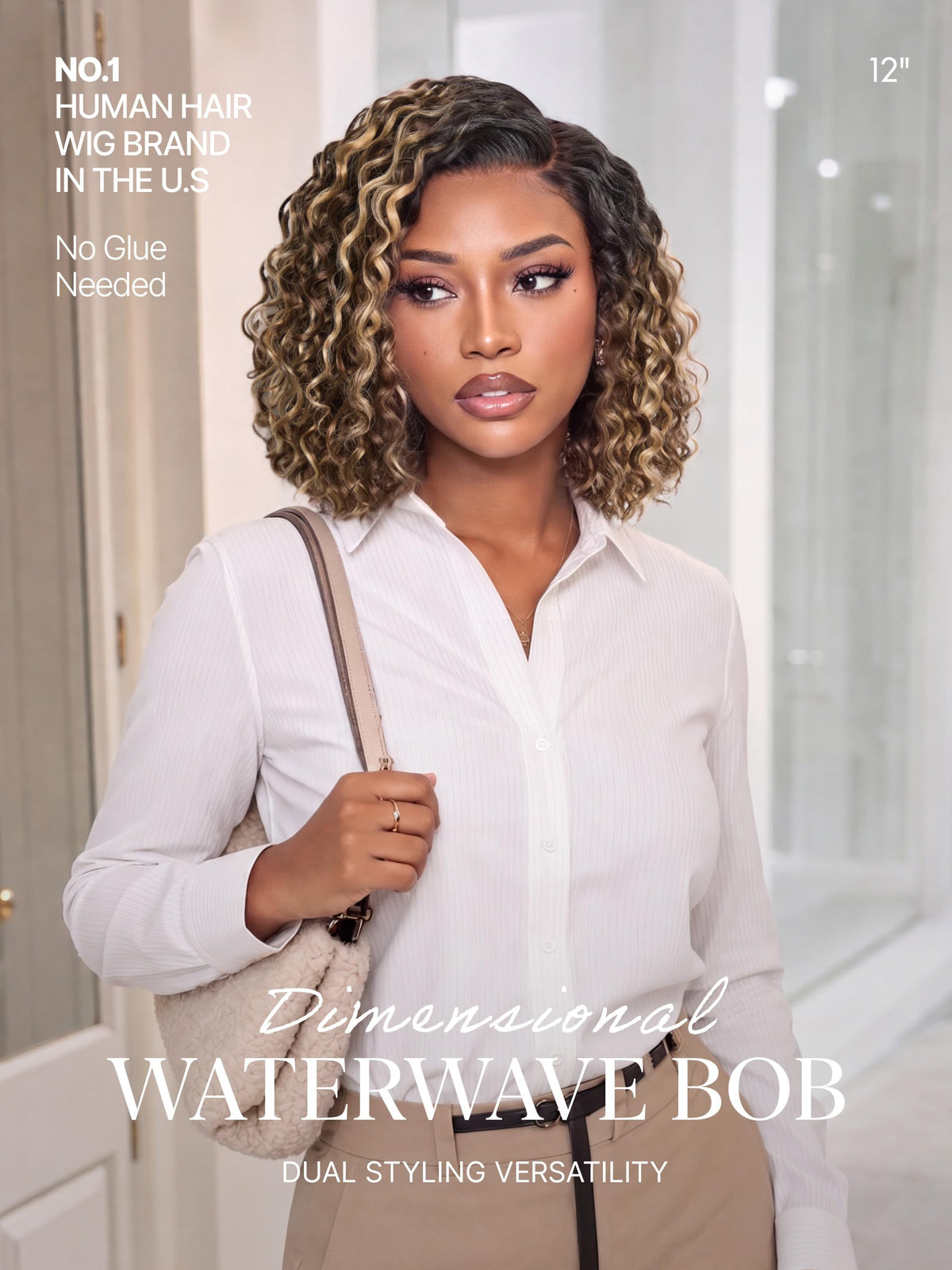 LUVME HAIR Water Wave Pixie Cut Wig side view with curls