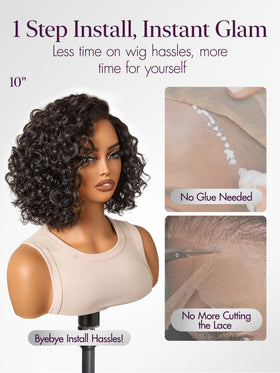 LUVME HAIR Water Wave Pixie Cut Wig styled with accessories