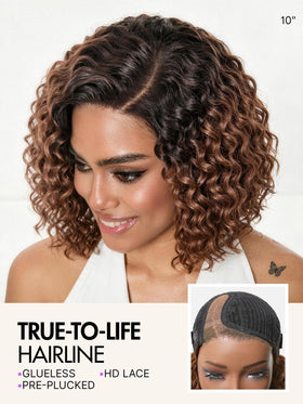LUVME HAIR Water Wave Pixie Cut Wig with natural colour
