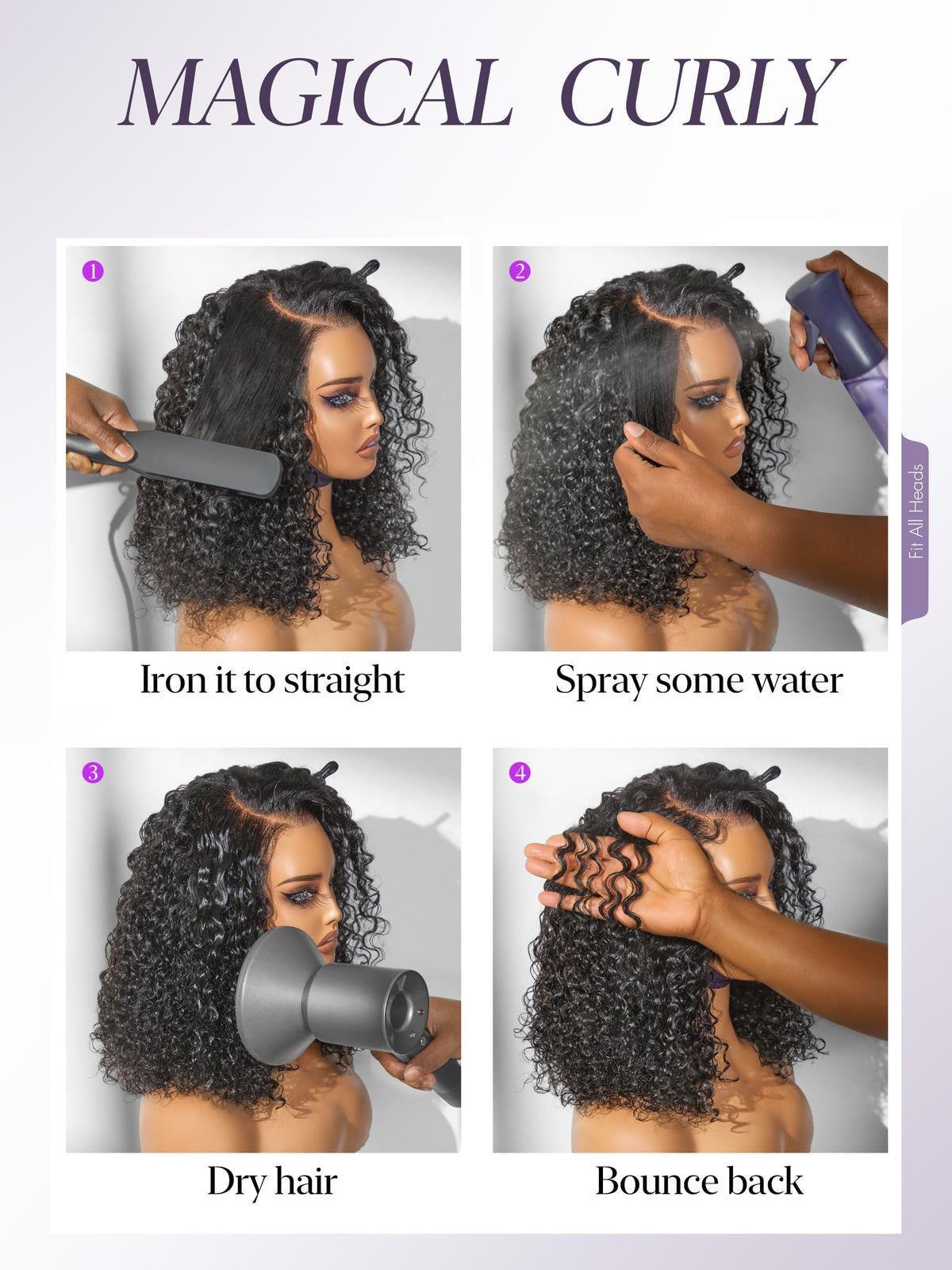 LUVME HAIR Wet and Wavy 5x5 Closure Curly Bob Wig styled wet
