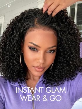 LUVME HAIR Wet and Wavy 5x5 Closure Curly Bob Wig with adjustable straps