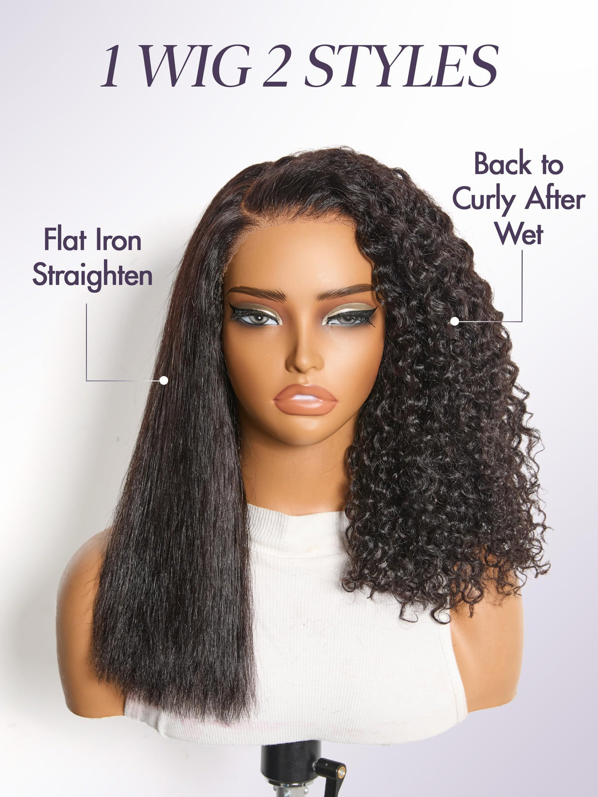 LUVME HAIR Wet and Wavy Bob Wig back view