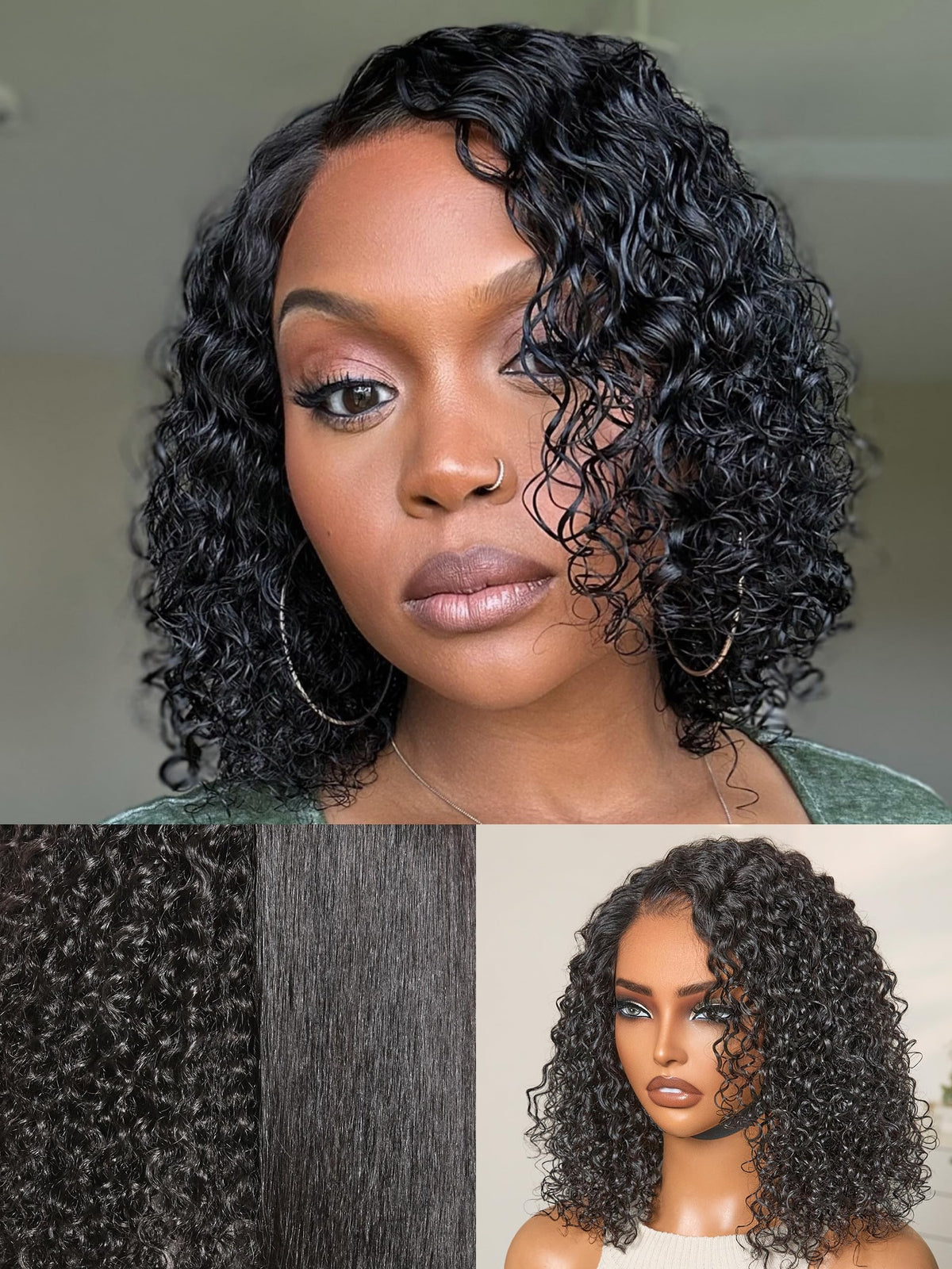 LUVME HAIR Wet and Wavy Bob Wig front view with water wave pattern