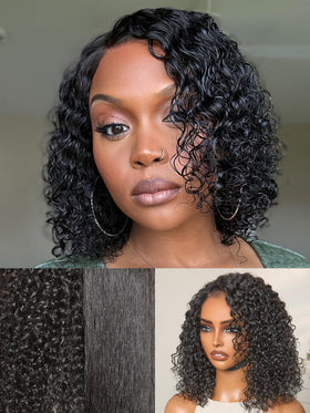 LUVME HAIR Wet and Wavy Bob Wig front view with water wave pattern