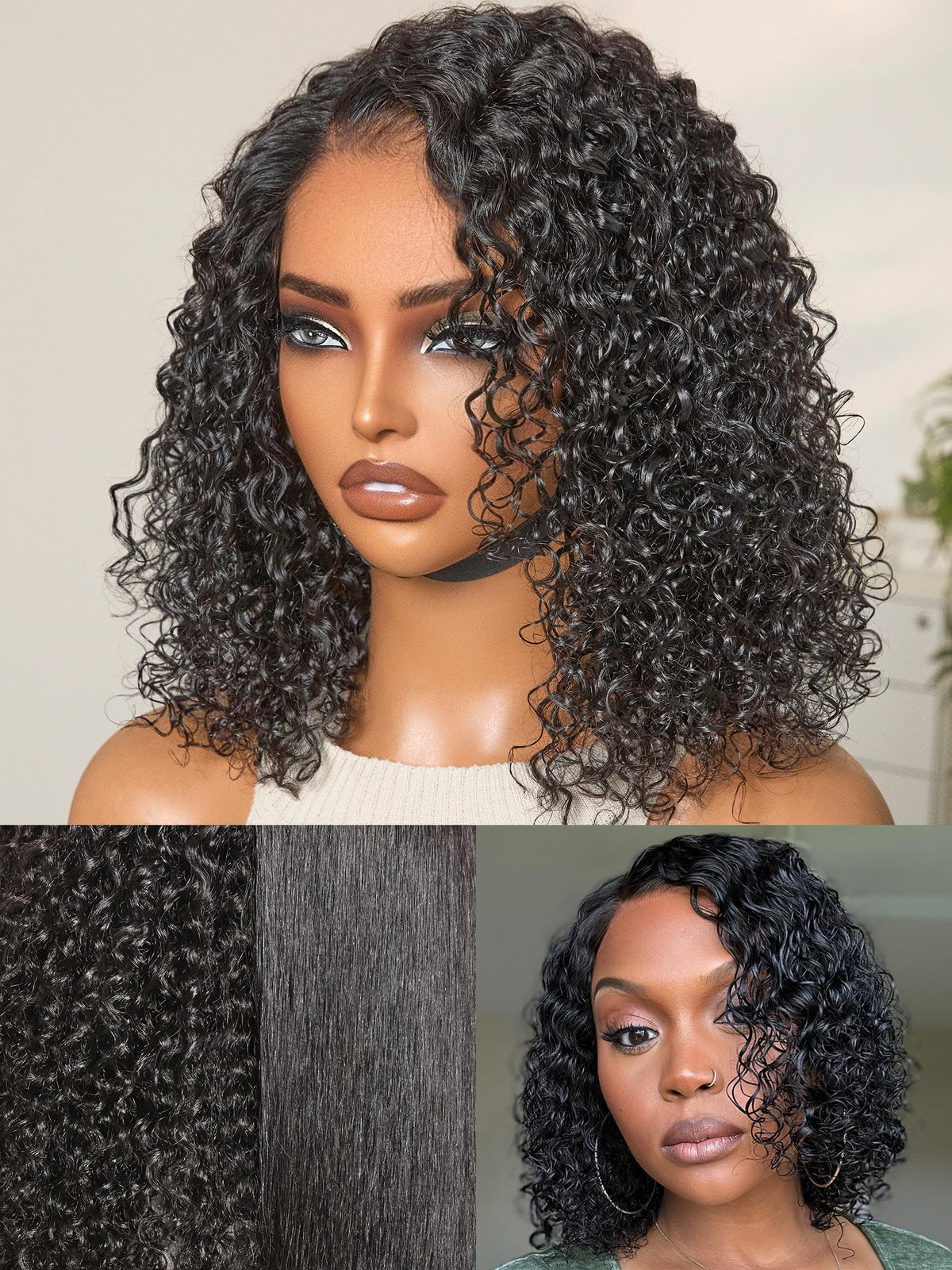 LUVME HAIR Wet and Wavy Bob Wig front view with water wave pattern