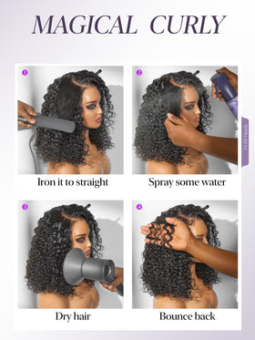 LUVME HAIR Wet and Wavy Bob Wig styled dry