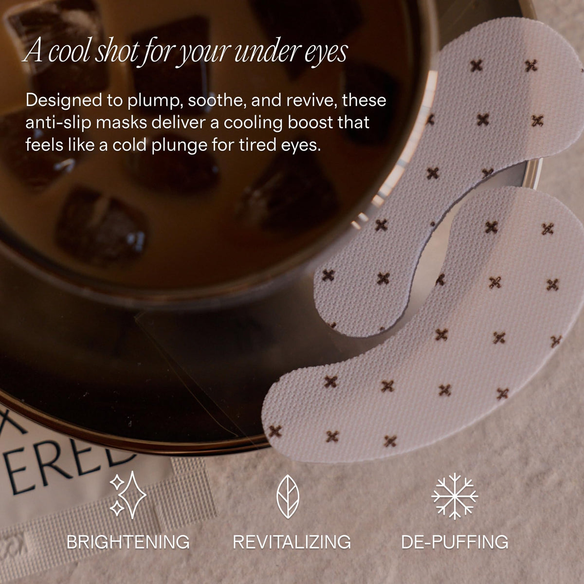 + Lux Unfiltered Iced Latte Cooling Under Eye Patches packaging
