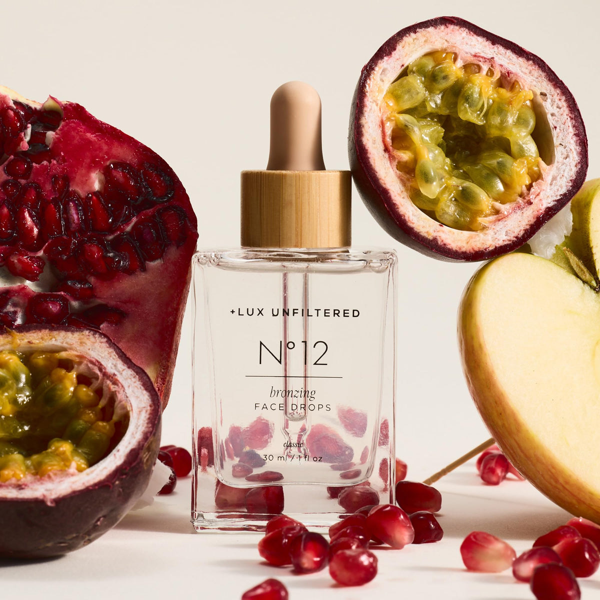 + Lux Unfiltered N°12 Sun Struck Bronzing Drops bottle with dropper