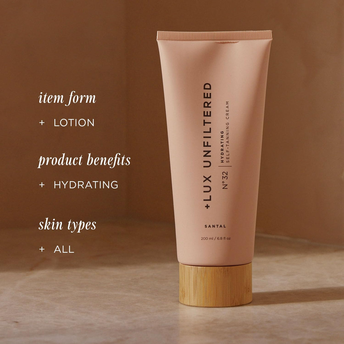 + Lux Unfiltered Summer Skin Gradual Self Tanner 240g with texture close-up