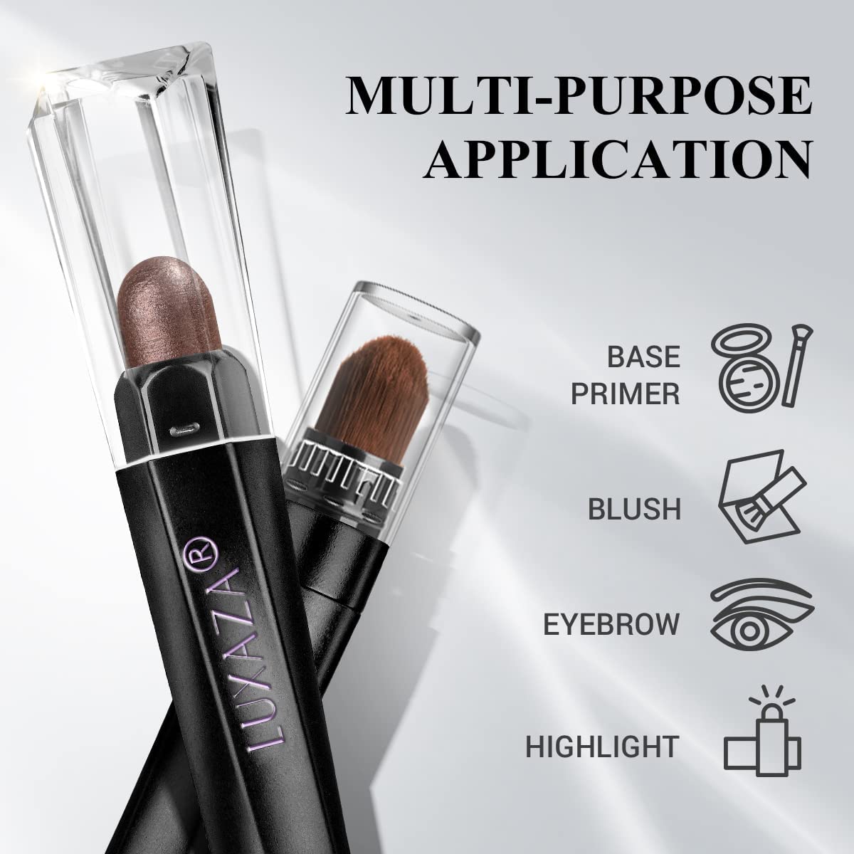 LUXAZA eyeshadow stick set displayed on a vanity