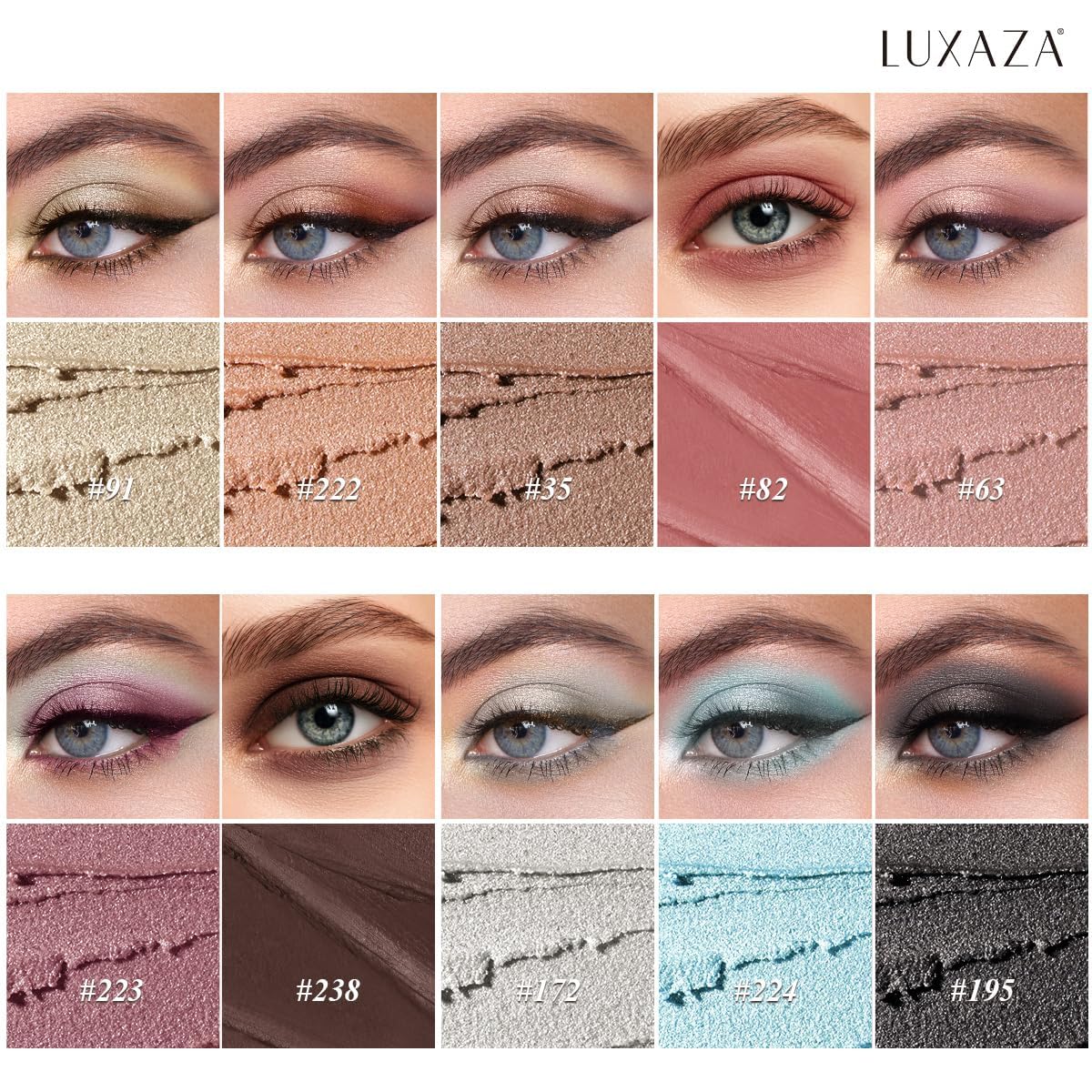 LUXAZA PRO Blue Eyeshadow Stick Set showing various shades