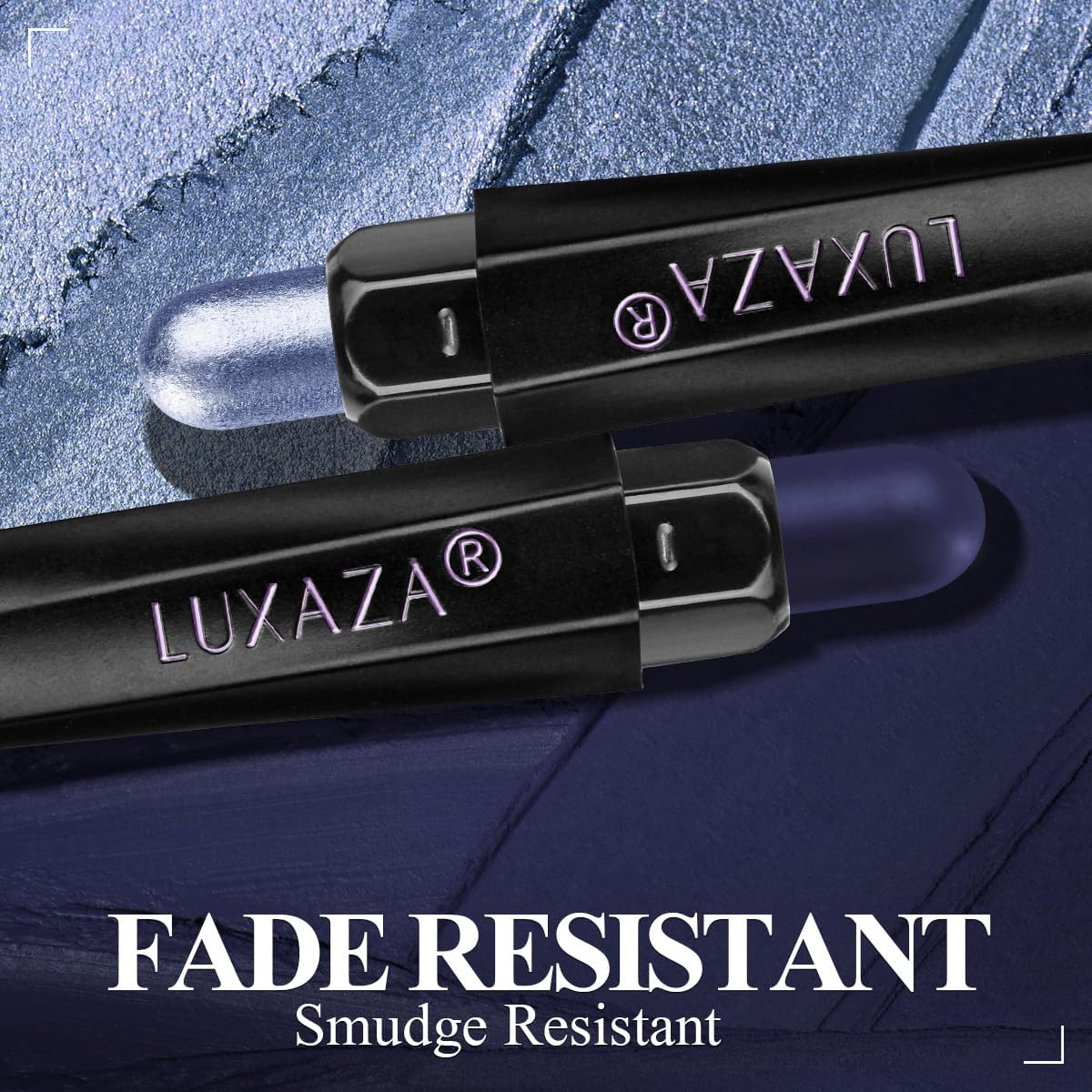 LUXAZA PRO Cream Eye Shadow Sticks displayed in a portable makeup bag