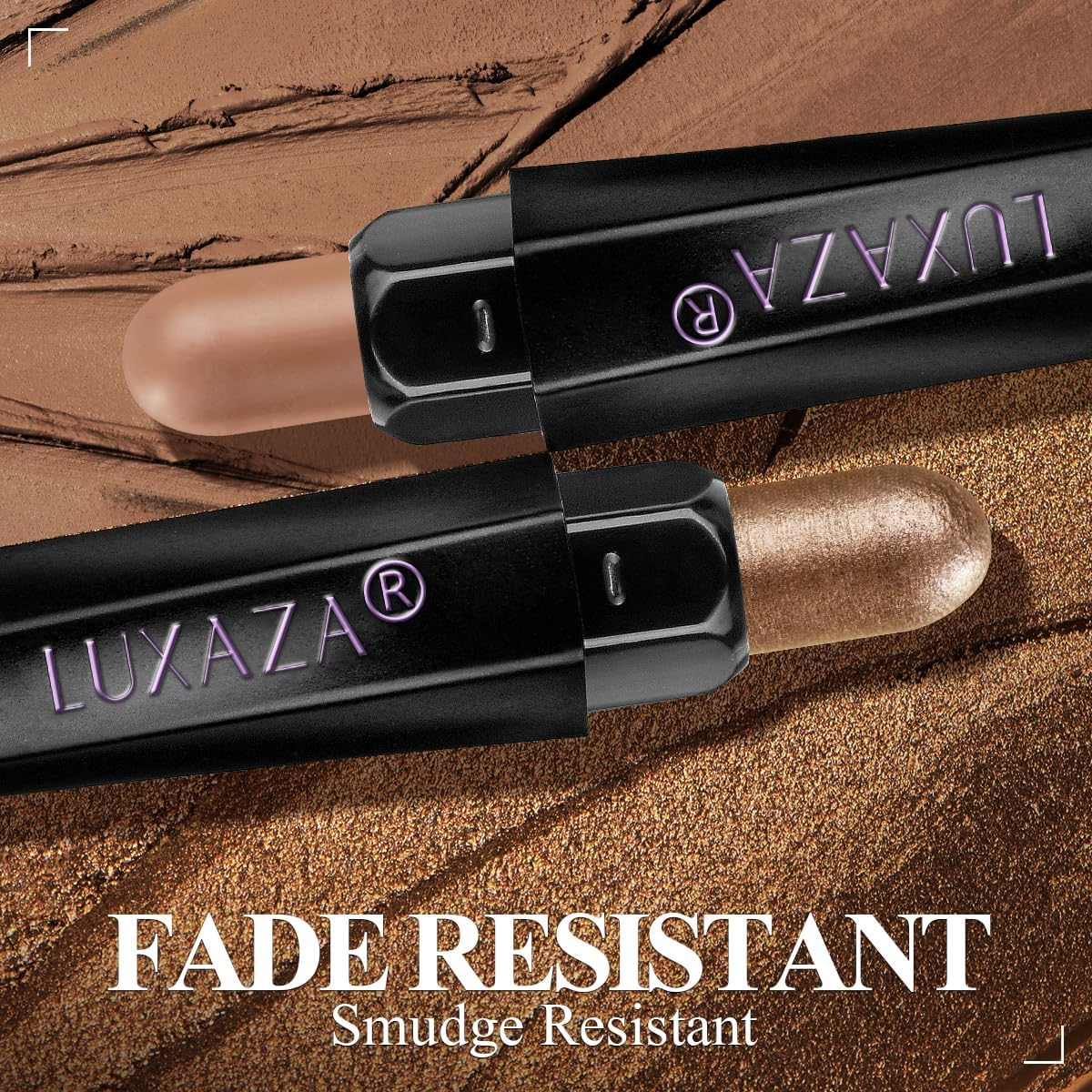 LUXAZA PRO eyeshadow stick in use on model's eyelid