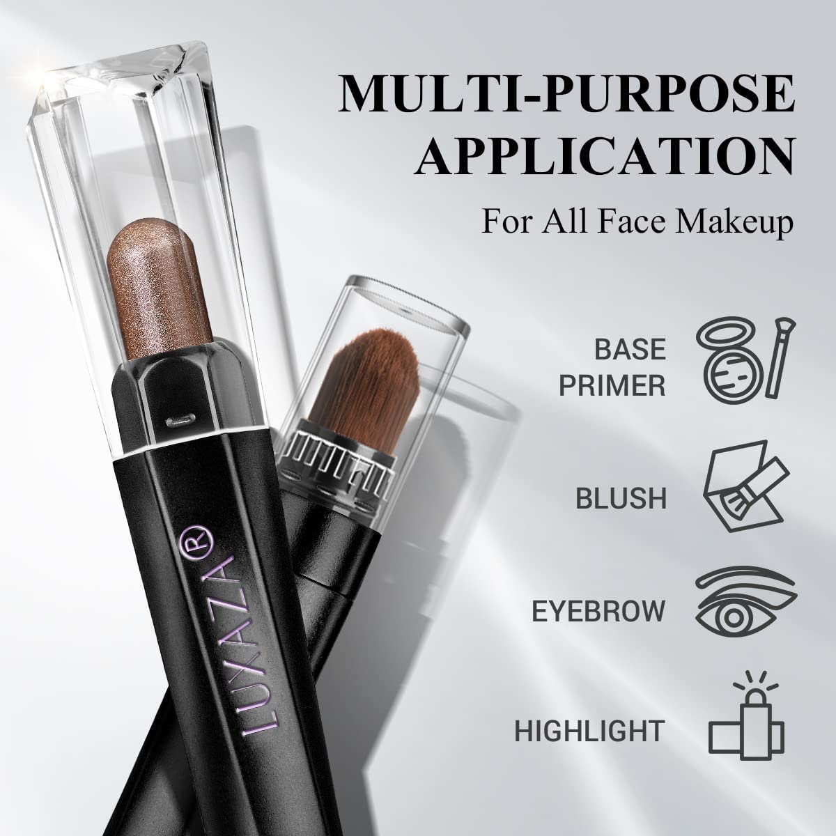 LUXAZA PRO eyeshadow sticks in a makeup bag