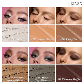 LUXAZA PRO eyeshadow sticks showing various shades