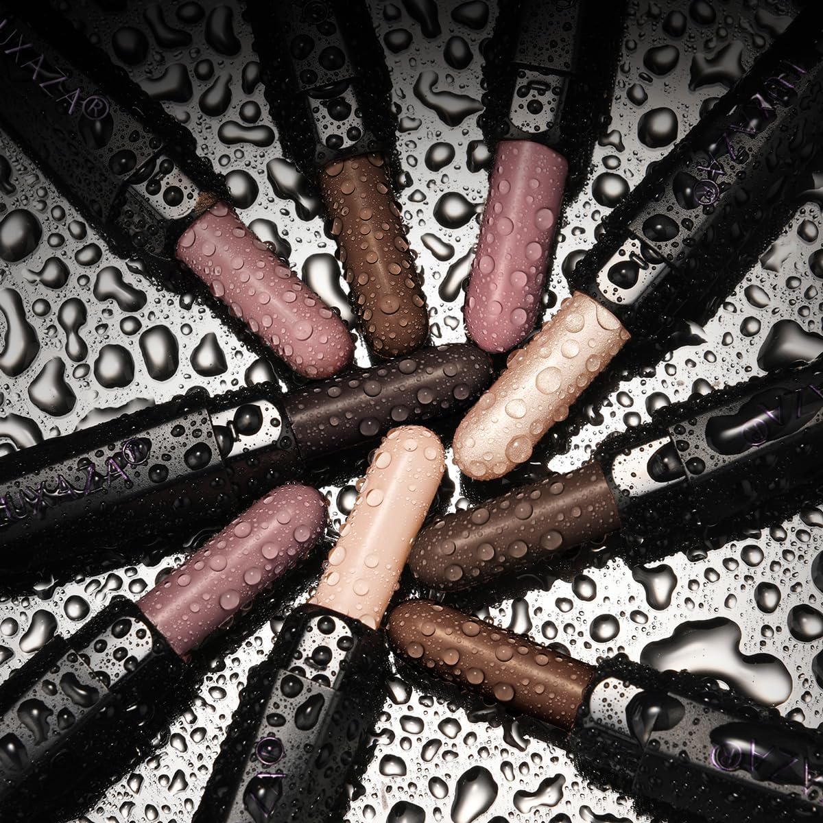 LUXAZA PRO Neutral Eyeshadow Stick Set 6PCS on a vanity table