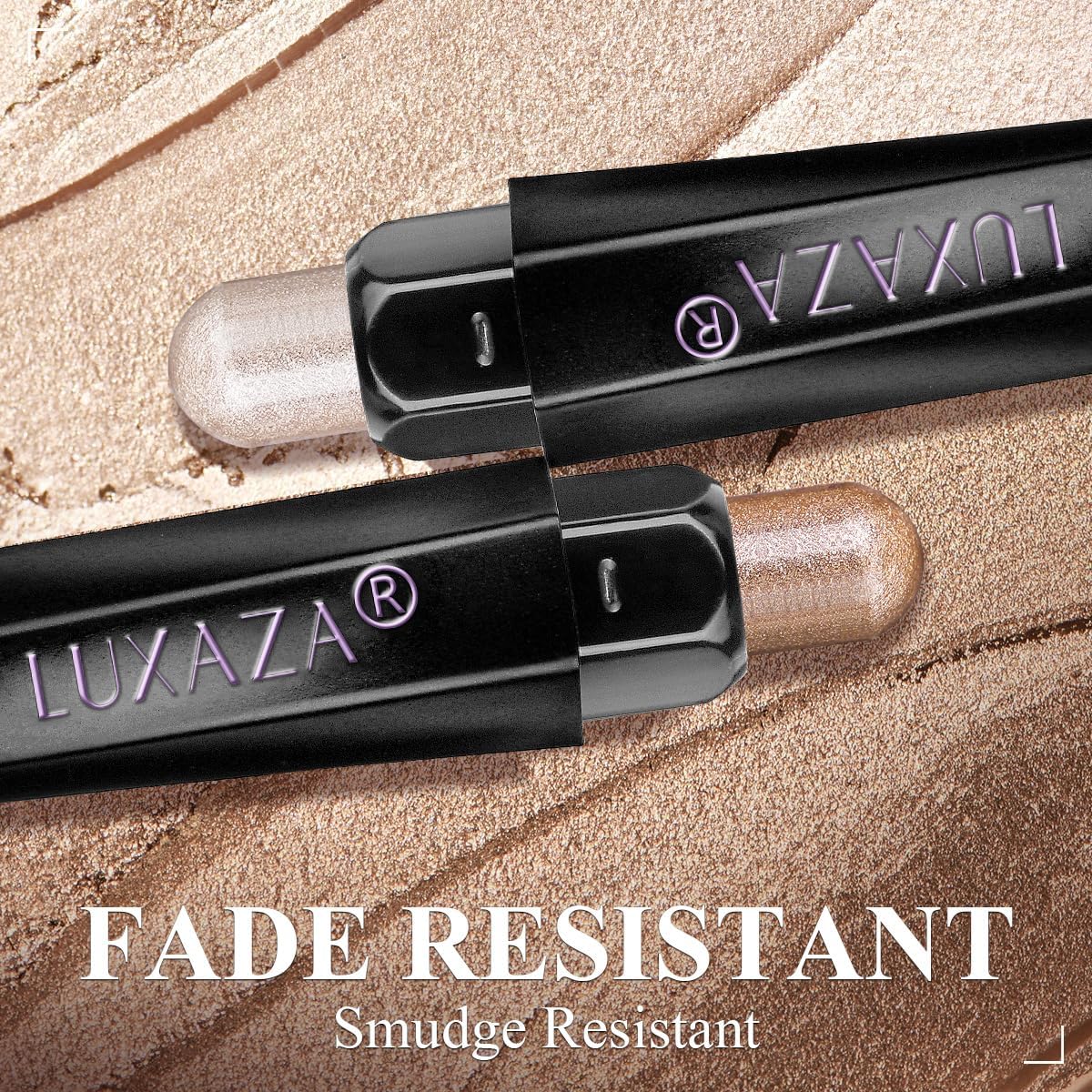 LUXAZA PRO Orange Eyeshadow Stick Set applied on model's eyes