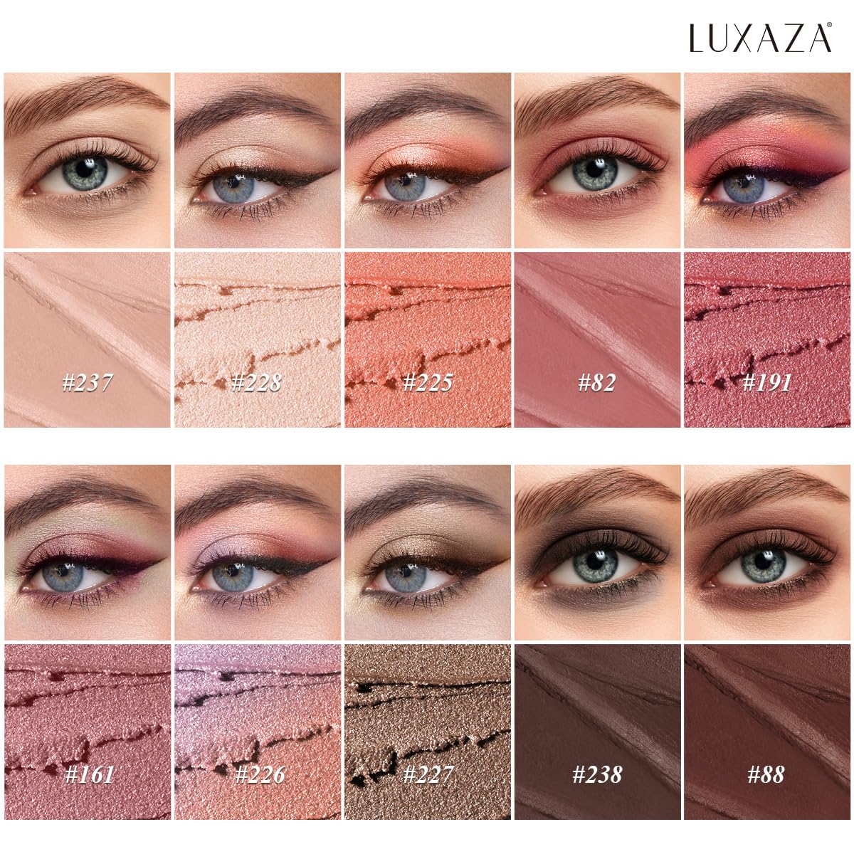 LUXAZA PRO Red Eyeshadow Stick Set 10PCS individual sticks display