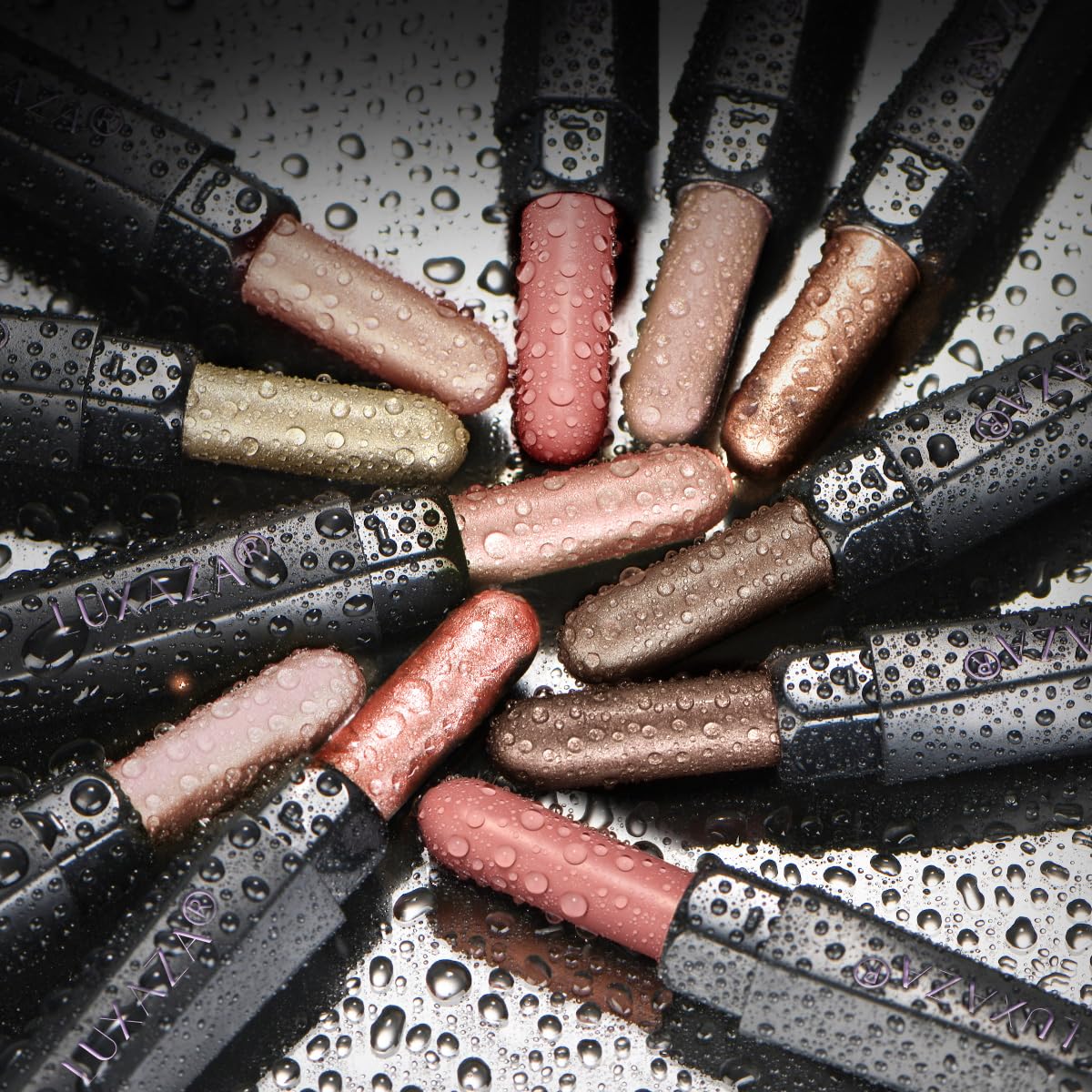 LUXAZA PRO Red Eyeshadow Stick Set 10PCS with makeup accessories