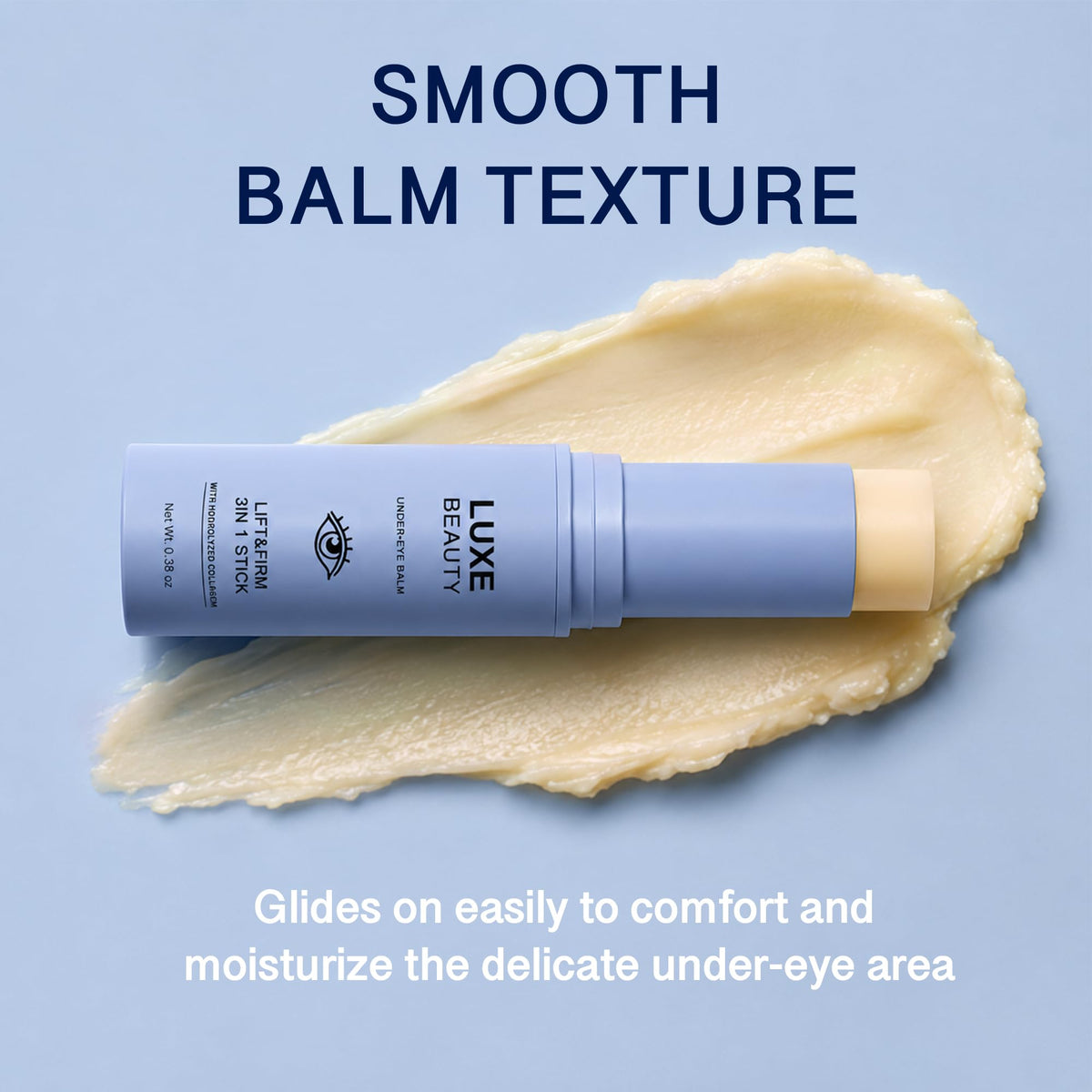 LUXE BEAUTY Under-Eye Balm Stick open showing the balm