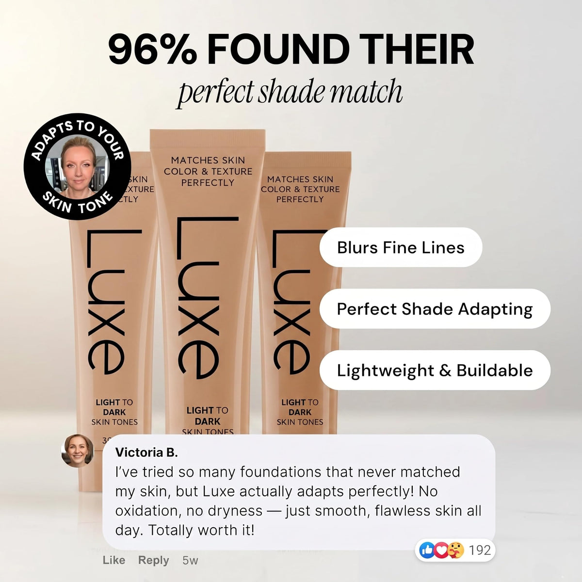 Luxe Color Changing Foundation Light on skin