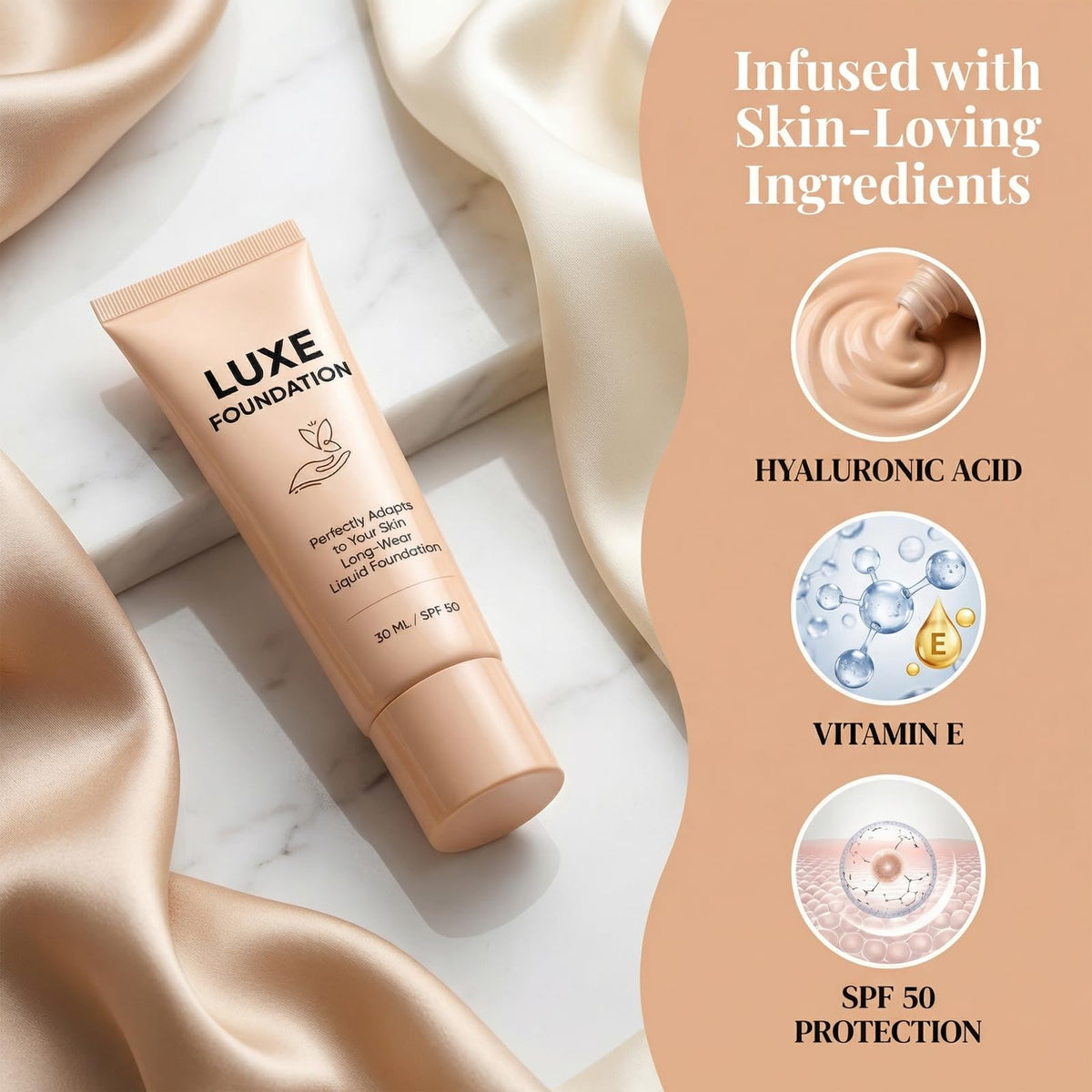 LUXE FOUNDATION Color Changing Foundation application on skin