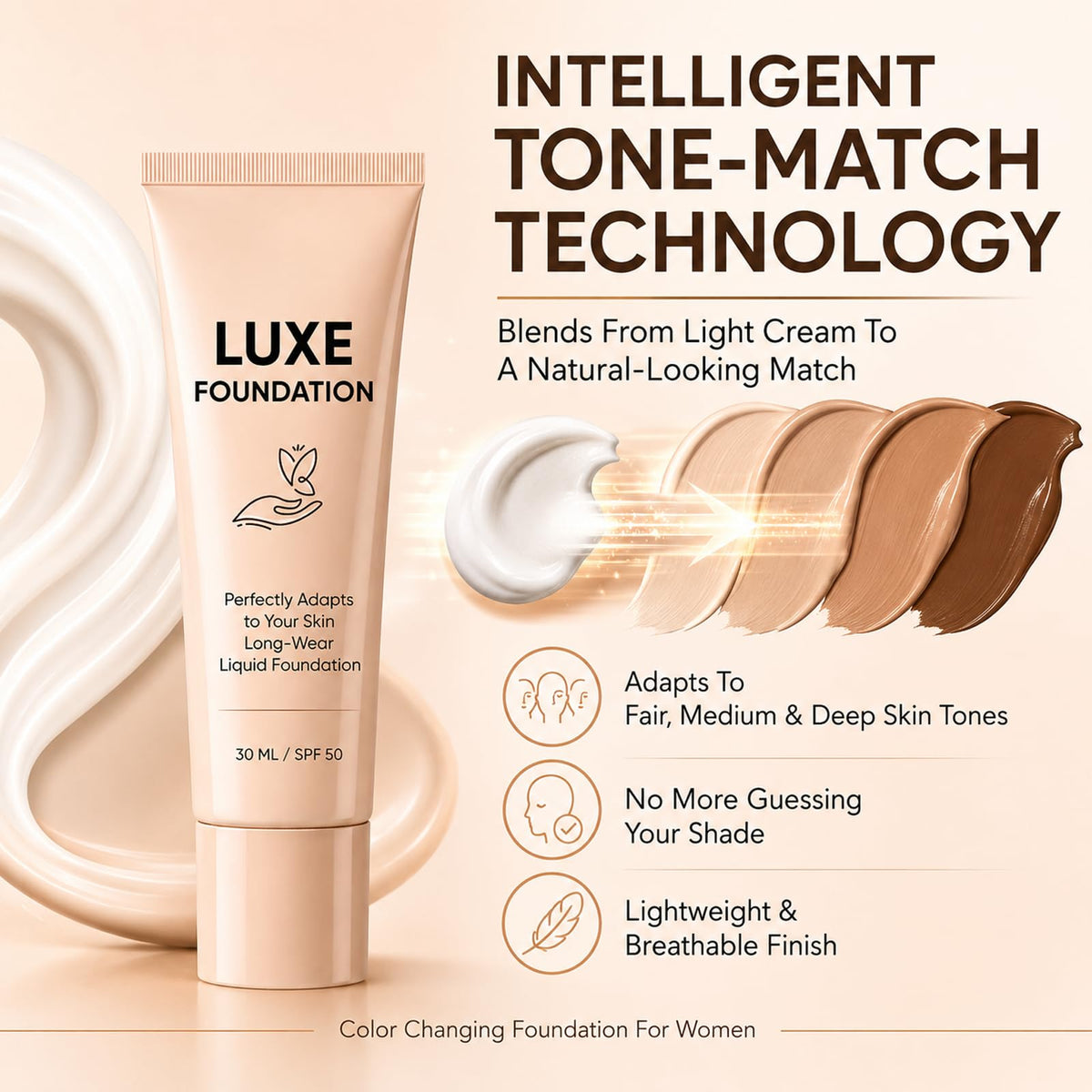 LUXE FOUNDATION Color Changing Foundation application process