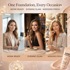LUXE FOUNDATION Color Changing Foundation in hand