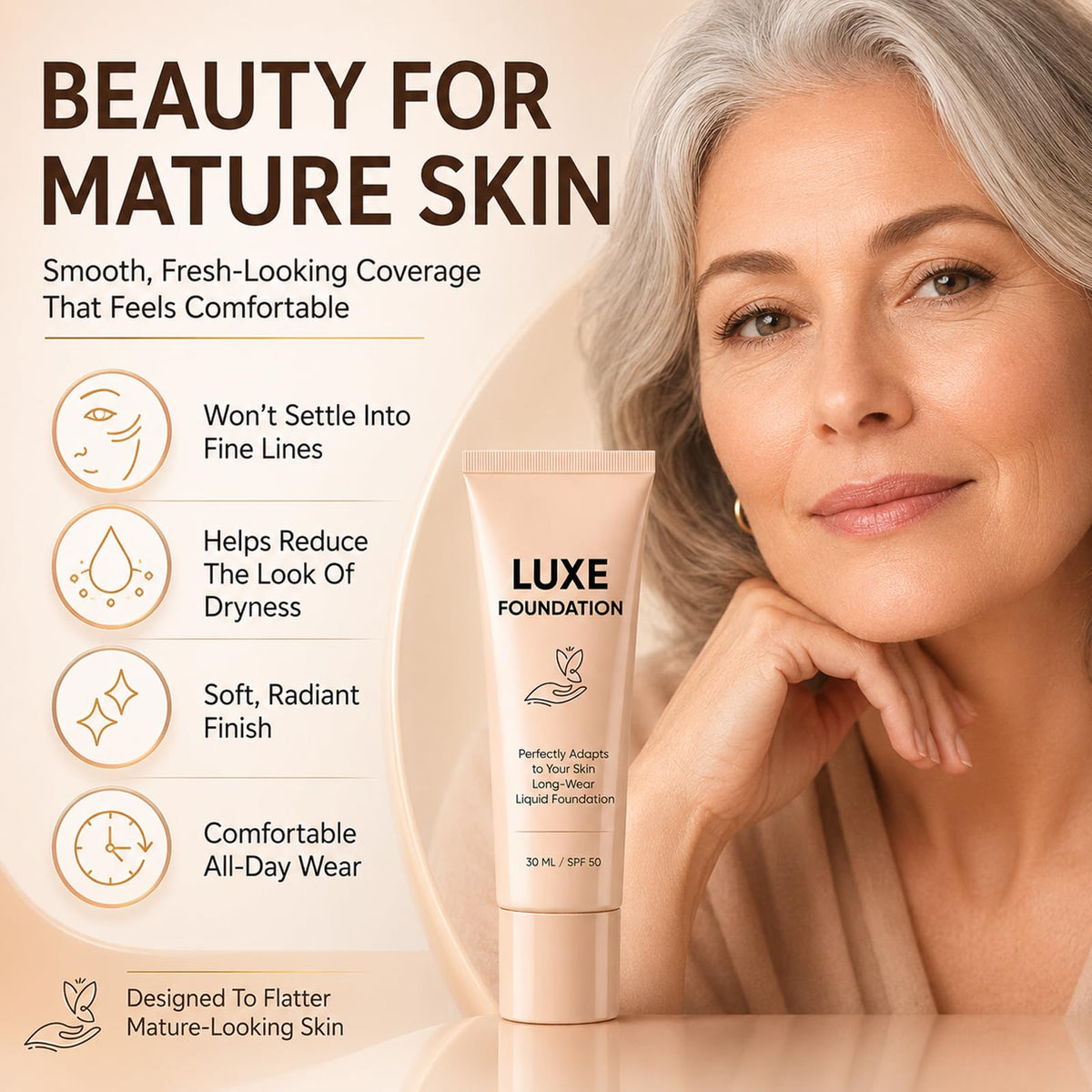 LUXE FOUNDATION Color Changing Foundation swatch on skin