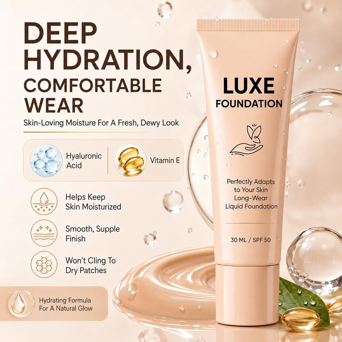 LUXE FOUNDATION Color Changing Foundation texture close-up