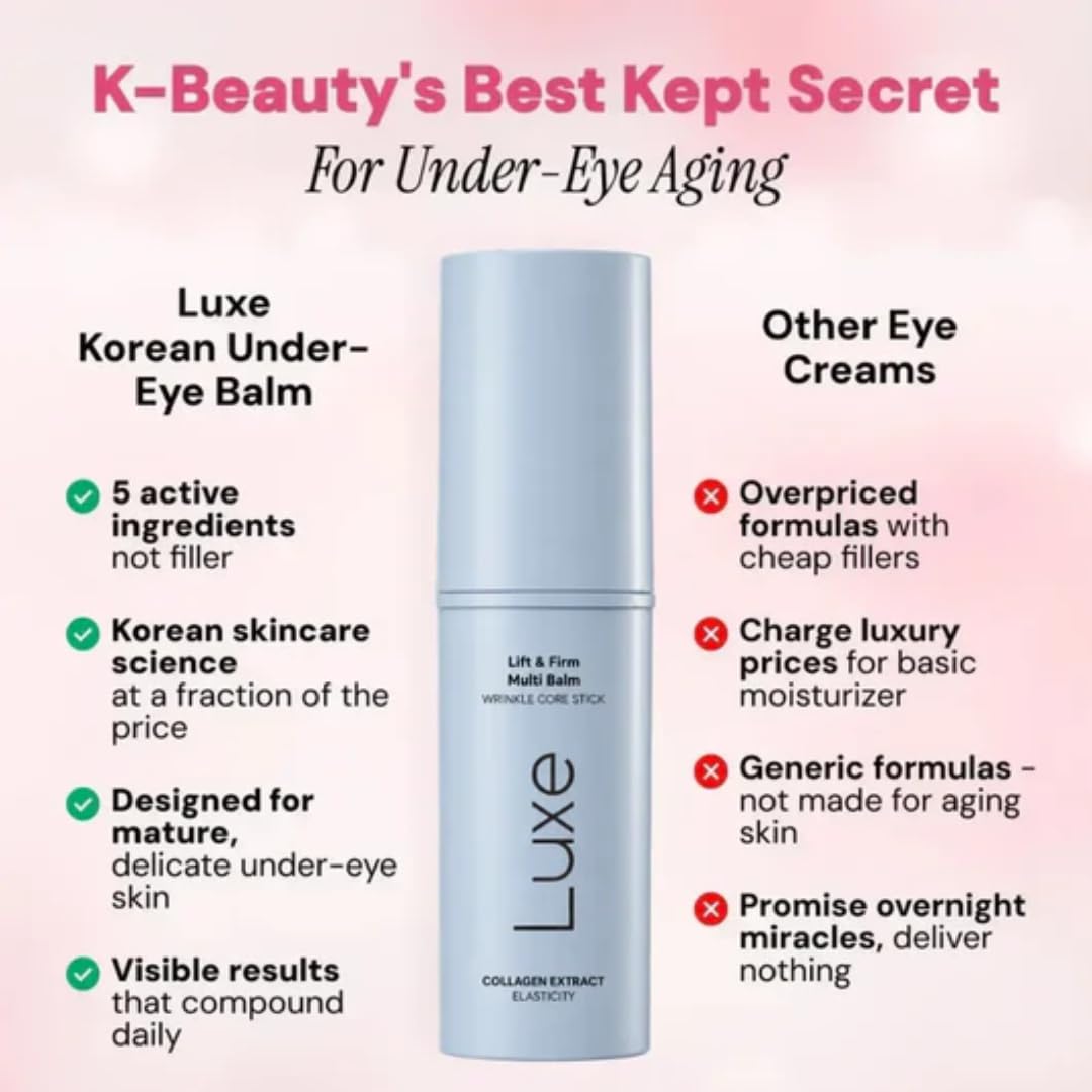 Luxe Korean Under Eye Balm back view with ingredients