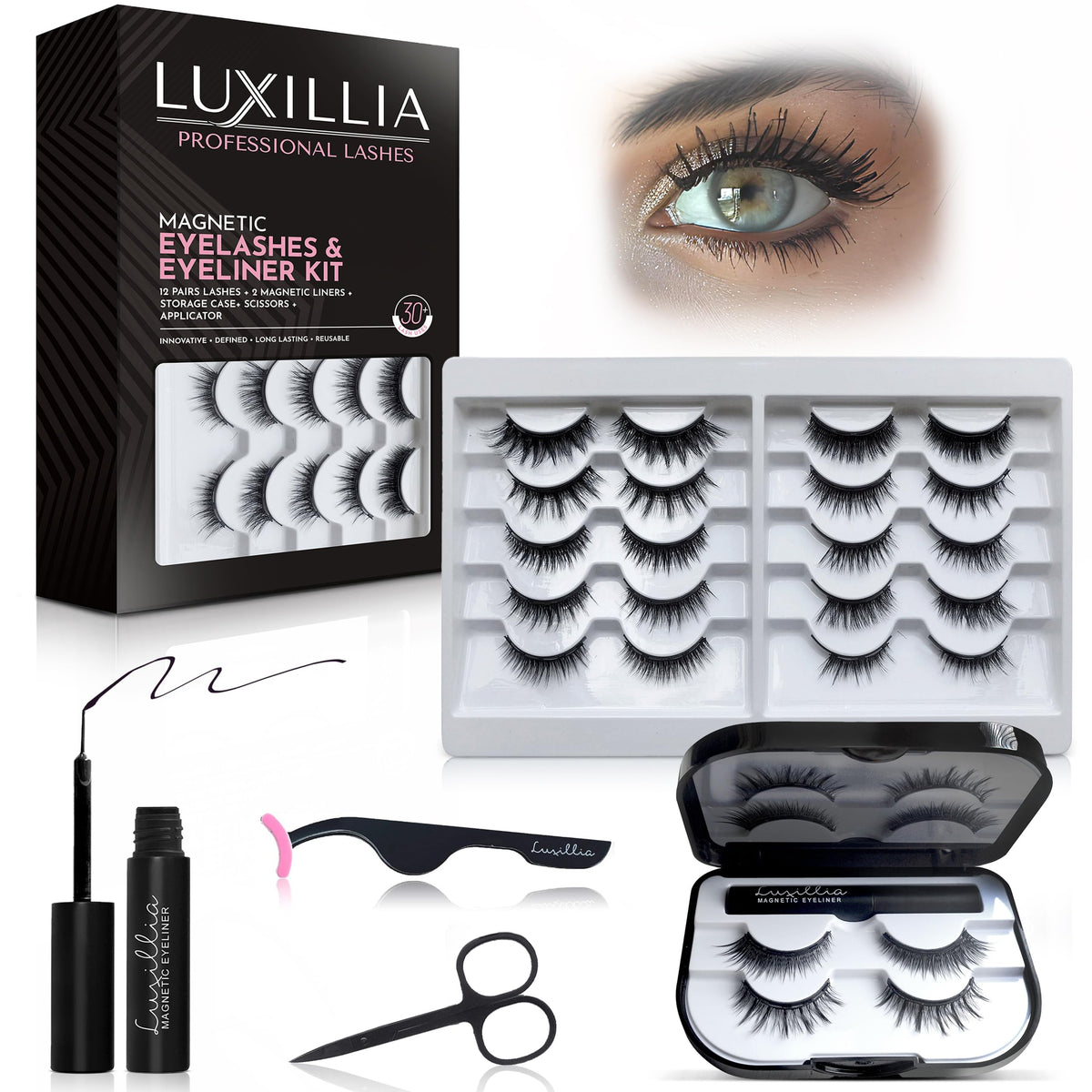 Luxillia Magnetic Eyelashes Kit with applicator and lashes