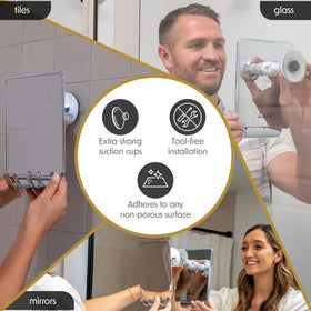 Luxo Shower Mirror installation process with suction cup