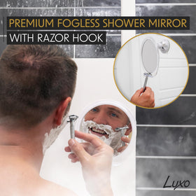 Luxo Shower Mirror mounted on tile surface