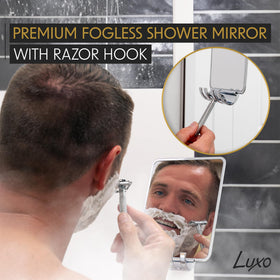 Luxo Shower Mirror showing anti-fog coating