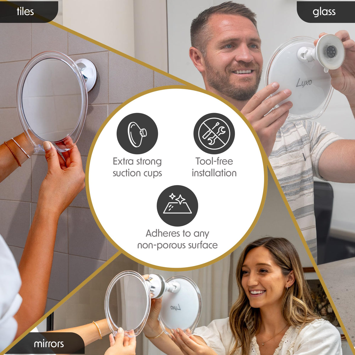 Luxo Shower Mirror showing fogless feature
