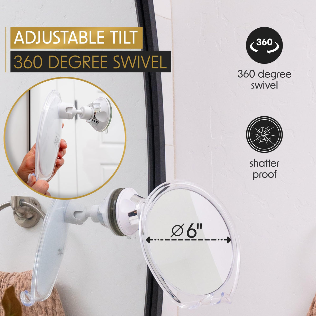 Luxo Shower Mirror with razor holder in shower