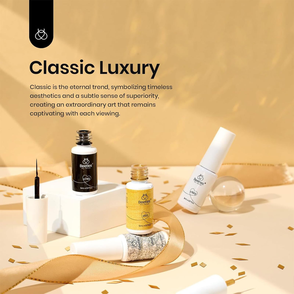 Luxurious Gold gel polish bottle close-up