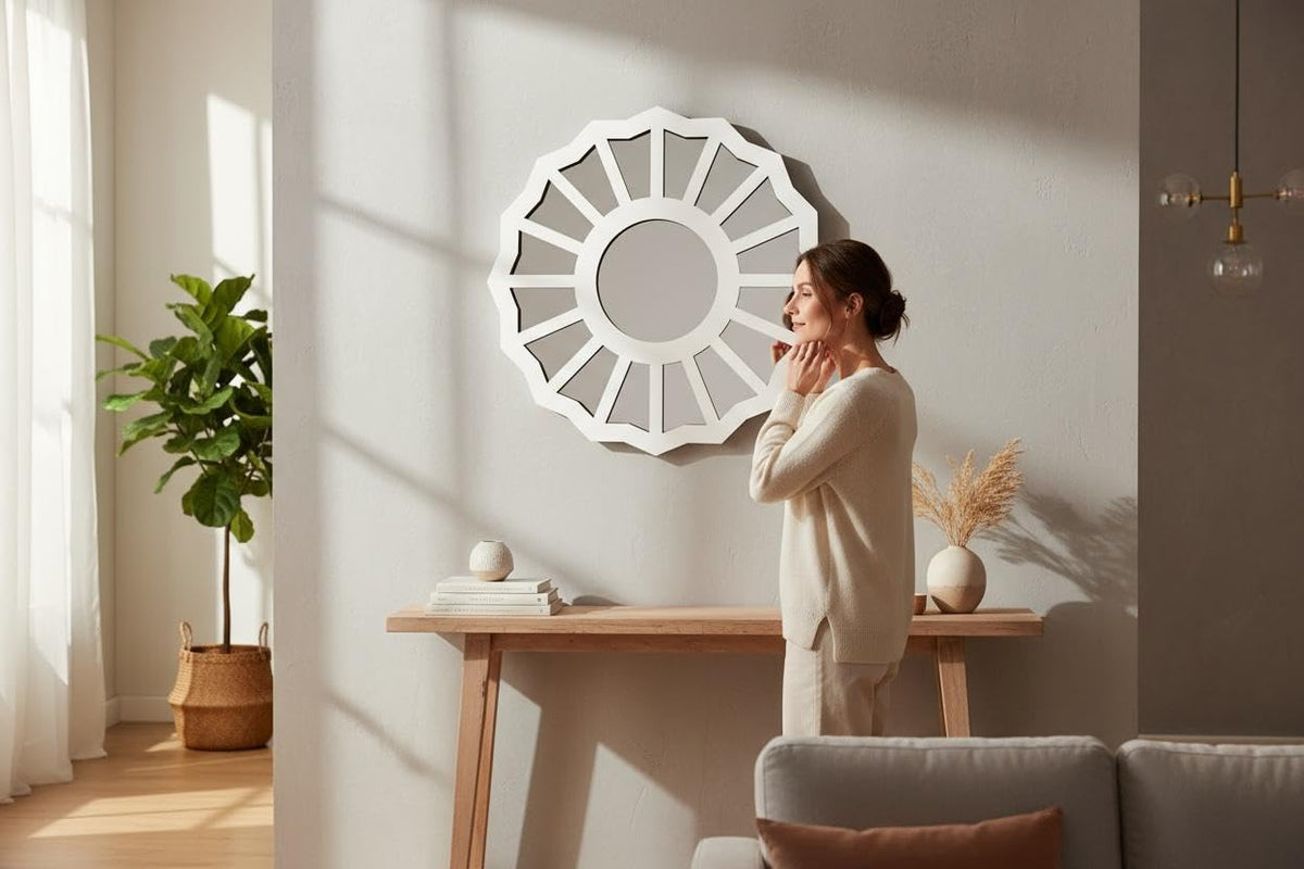 LuxuryConcept Divine Feminine Mirror in a modern bathroom setting
