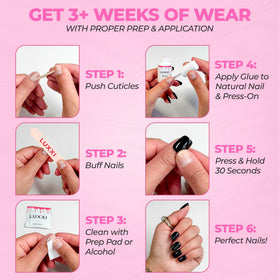 LUXXI Brush On Nail Glue showing smooth application on nail