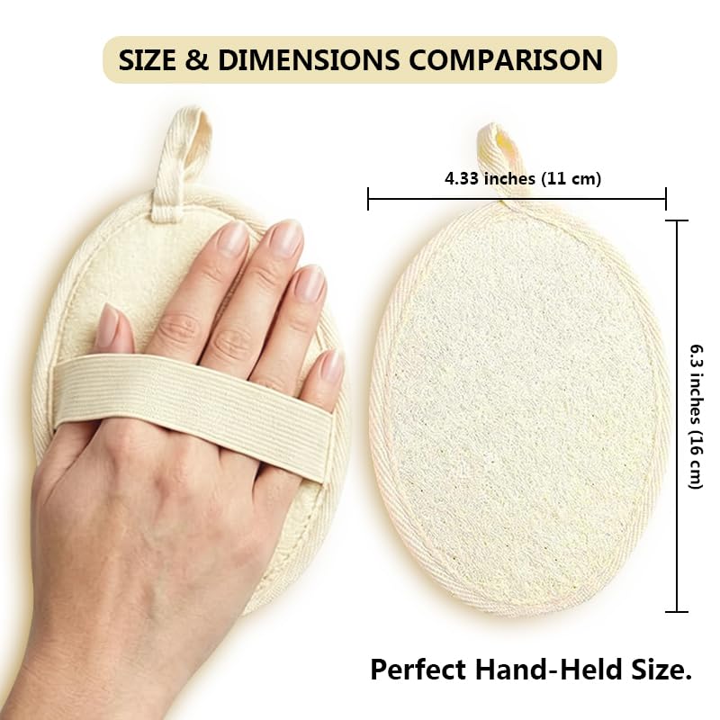 LWJTTDFJ Natural Loofah Sponge Exfoliating Body Scrubber back view