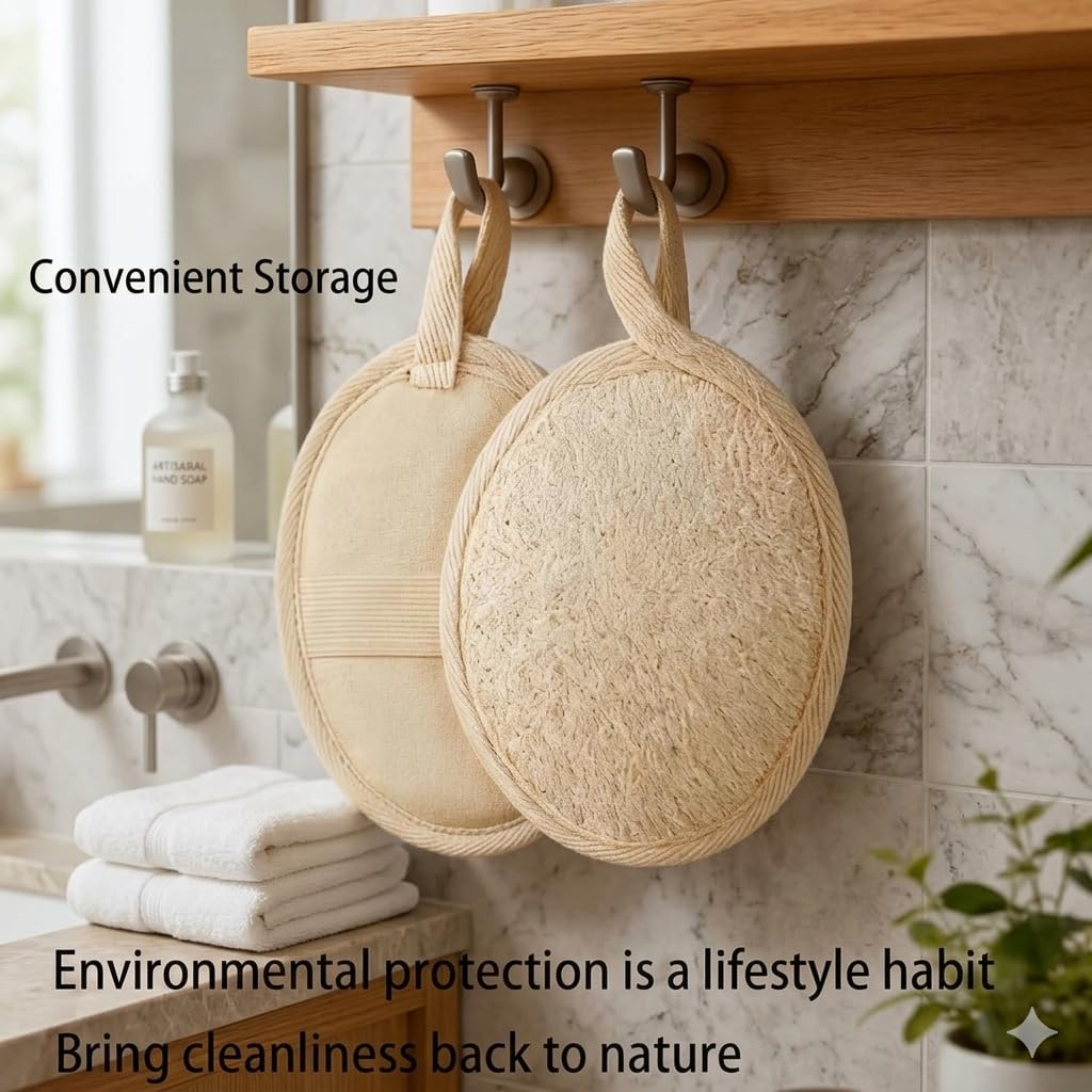 LWJTTDFJ Natural Loofah Sponge Exfoliating Body Scrubber close-up of texture