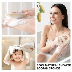 LWJTTDFJ Natural Loofah Sponge Exfoliating Body Scrubber in use