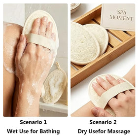 LWJTTDFJ Natural Loofah Sponge Exfoliating Body Scrubber side view