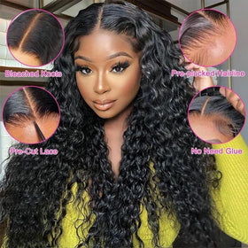 LYILYI 28-Inch Water Wave Lace Front Wig natural look on model