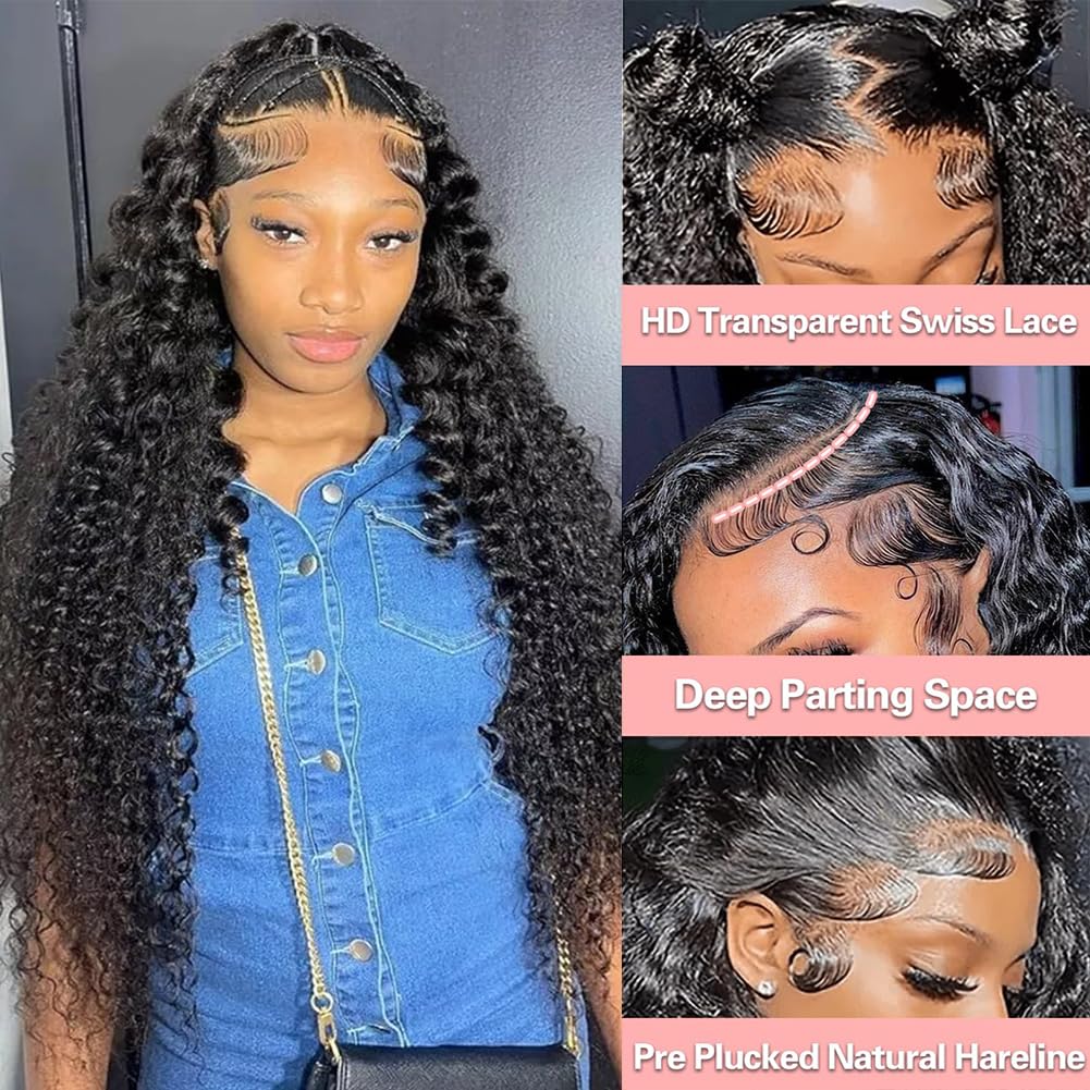 LYILYI 28-Inch Water Wave Lace Front Wig styled for an event