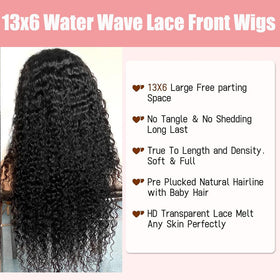 LYILYI 28-Inch Water Wave Lace Front Wig with adjustable straps