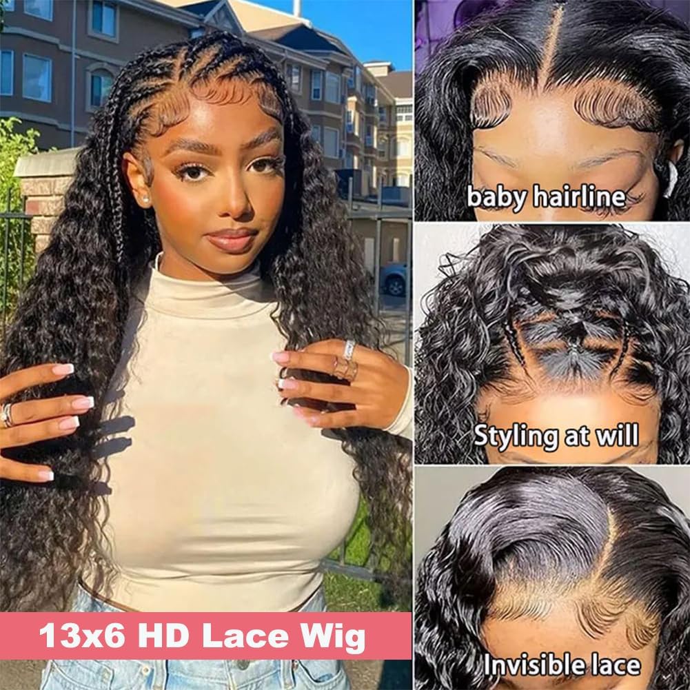 LYILYI Water Wave Lace Front Wig details of baby hair
