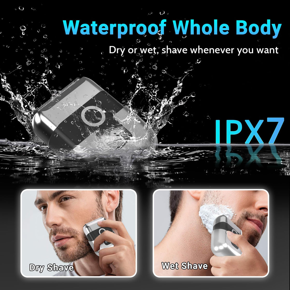LYRSLF Mini Electric Razor demonstrating 3D flexible floating design